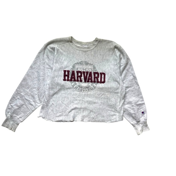 Champion Tops - Vintage 90s Champion Reverse Weave Harvard Cut Sweatshirt Size L Gray Ivy League